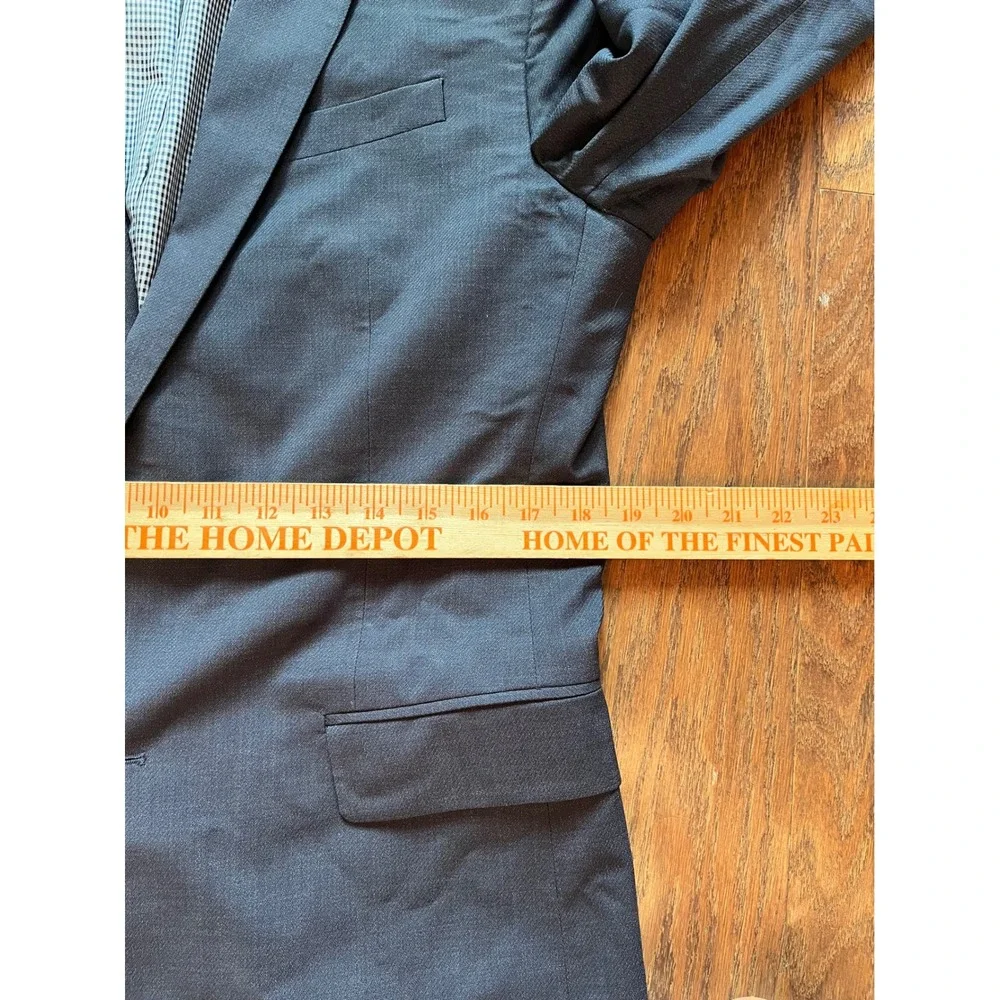Banana Republic Blazer Mens Grey Gingham Lined Wool Sport Coat 40L